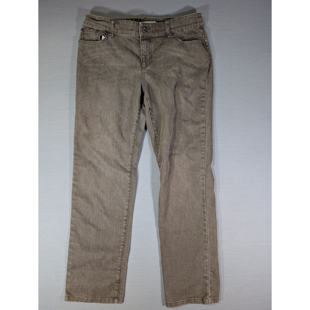 Chicos Platinum Denim Brown Straight Leg Jeans Size 1.5 Short 4500726490